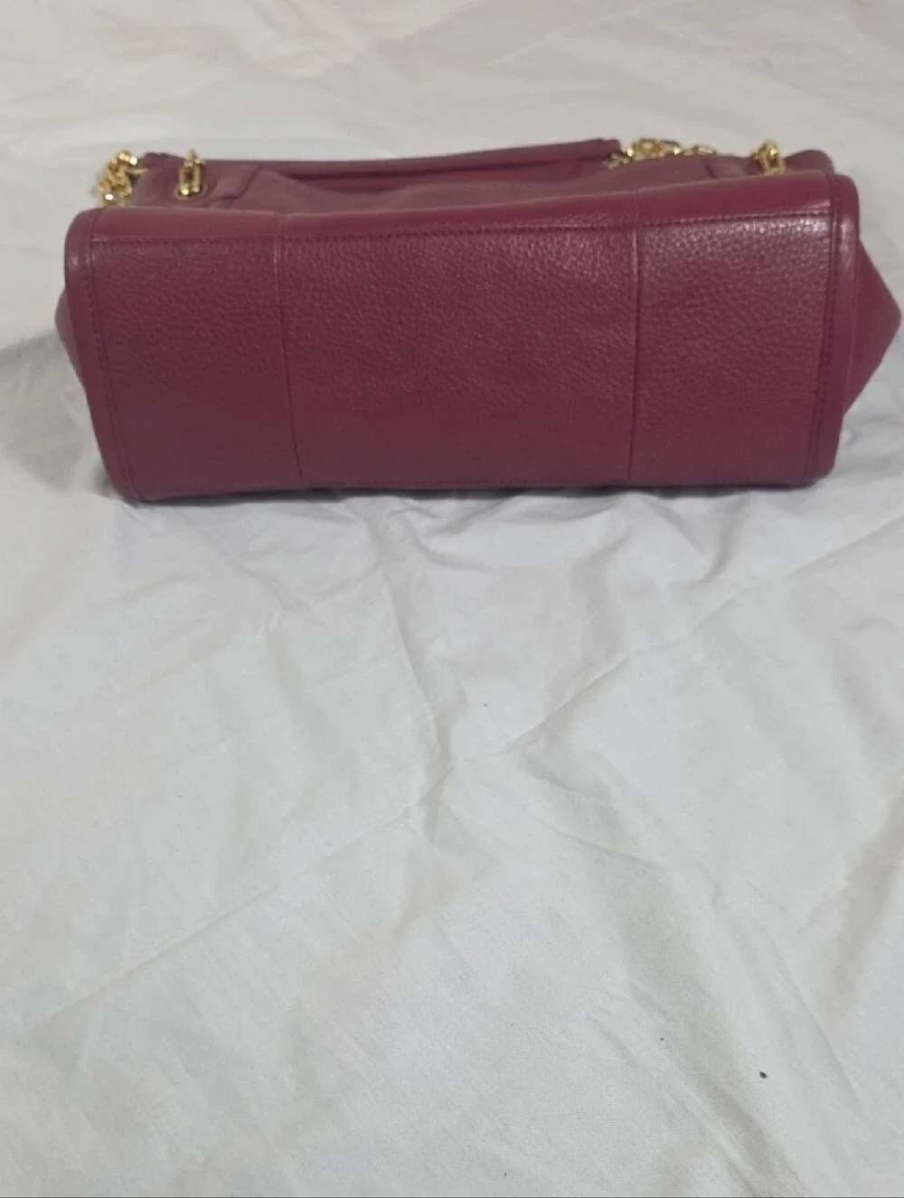 Tory Burch Burgundy Leather Chain-Handle Tote